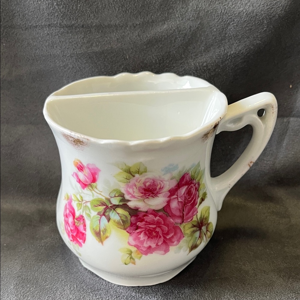 Floral Porcelain Vintage Shaving Mug with Pink Roses